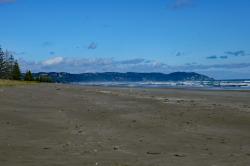 The beach at Whakatane: Looked dismal and dirty when we arrived but shows what a bit of sun can do